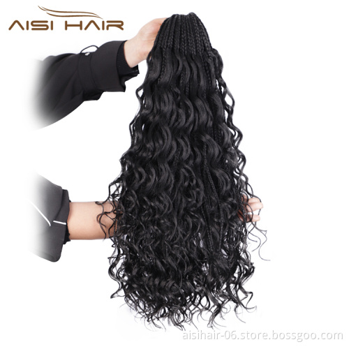 Aisi Hair Goddess Faux Locs Black Color Crochet Braids Hair Extensions Synthetic Faux Locks Braids Hairpieces For Black Women